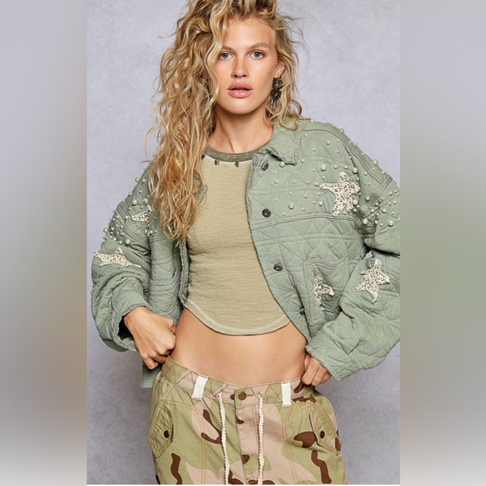 POL Quilted Jacket with Star Embellishments